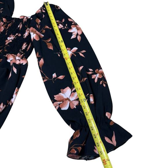 Haptics By Holly Harper Blouse Ruching Sz 2X Black Floral Comfort Relaxed Peplum - Picture 6 of 7